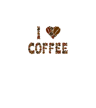 I Love Coffee model alb pe tricou