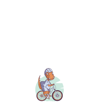 Dinozaur de T-Rex cu bicicletă model alb pe tricou