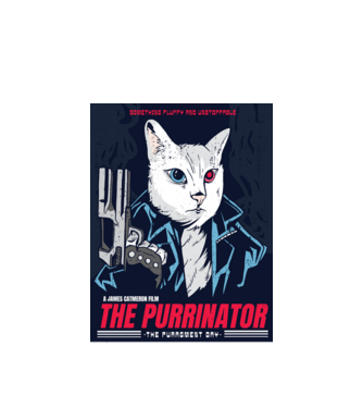 The Purrinator Pisică model alb pe tricou