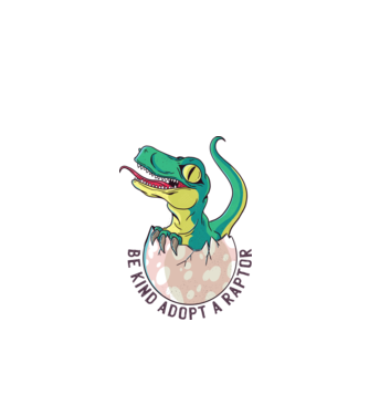 Be kind adopt a Raptor tricou cu dinozaur model alb pe tricou