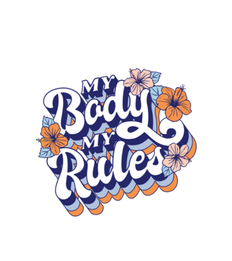 My Body My Rules model alb pe tricou