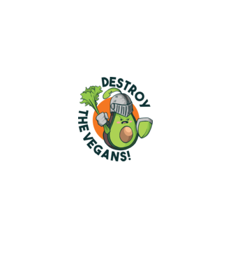 Destroy the Vegans - tricou amuzant războinic Avocado model alb pe tricou