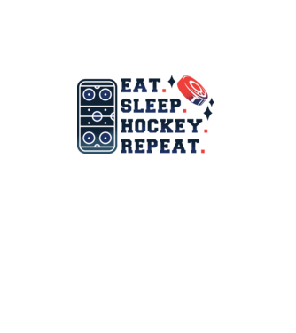 Eat Sleep Hockey Repeat model alb pe tricou