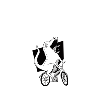 Dinozaur cu bicicletă model negru pe tricou