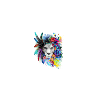 lion color jungle model alb pe tricou