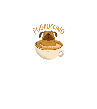 Pugpuccino Capuccino cu Mops model negru pe tricou