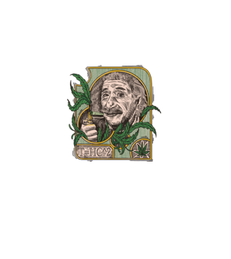 Einstein Marijuana THC model negru pe tricou