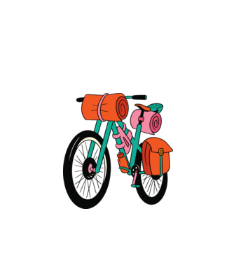 Bicicletă Drumeție model verde de măr pe tricou