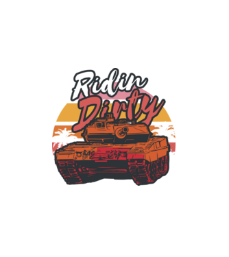 Ridin Dirty tricou cu tanc model alb pe tricou