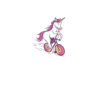 unicorn cu bicicletă model alb pe tricou