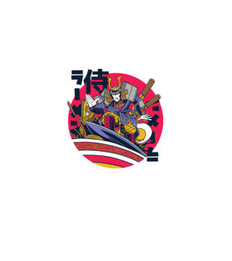 Samurai Ramen Surf model albastru deschis pe tricou