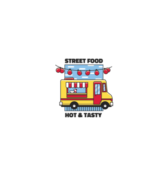 Foodtruck model alb/roșu pe tricou