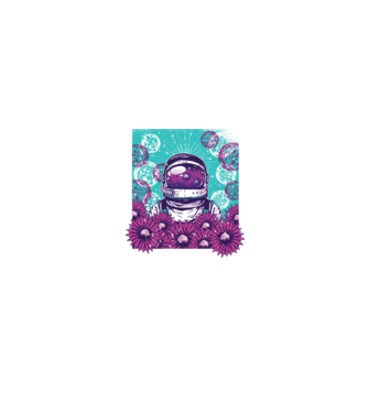 Floral Astronaut model negru pe tricou