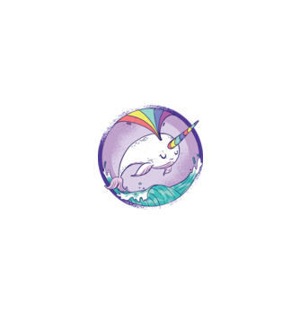Unicorn drăguț Balenă - Narval model alb/roșu pe tricou