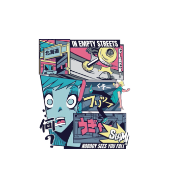 Anime Vaporwave Benzi desenate Skateboard model alb pe tricou