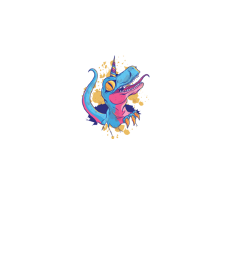 Unicornsaurus - Dinozaur Unicorn model negru pe tricou