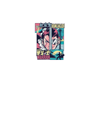 Anime Vaporwave Home Made Warrior model turcoaz pe tricou