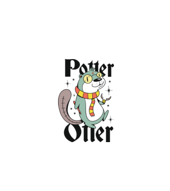 Potter Otter Vidra model alb pe tricou