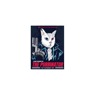 The Purrinator Pisică model albastru deschis pe tricou