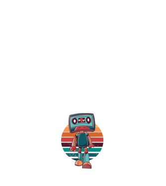 Robot Casetă retro model negru pe tricou