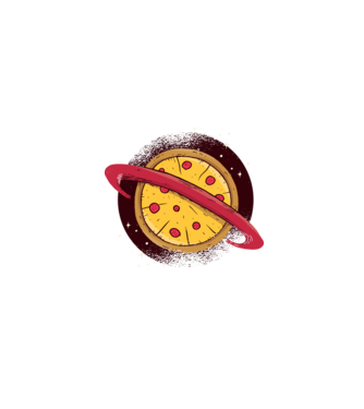 Pizza Planetă model gri pe tricou