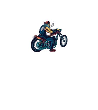 Motociclist Chopper model alb pe tricou