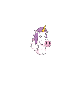 Unicorn arată degetul model negru pe tricou