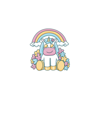Unicorn drăguț model alb pe tricou