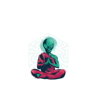 Meditație Alien model negru pe tricou