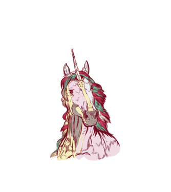 Unicorn colorat model alb pe tricou