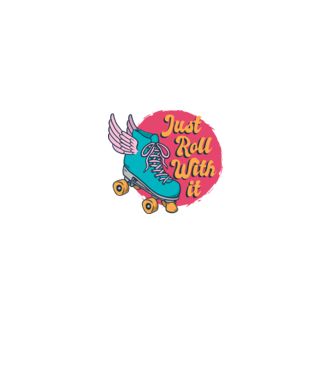 Just Roll with it - patine cu rotile model negru pe tricou