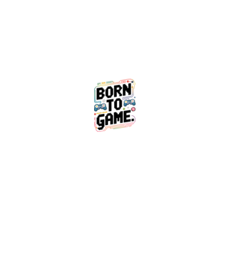 Born to Game Pixel Alb model gri pe tricou
