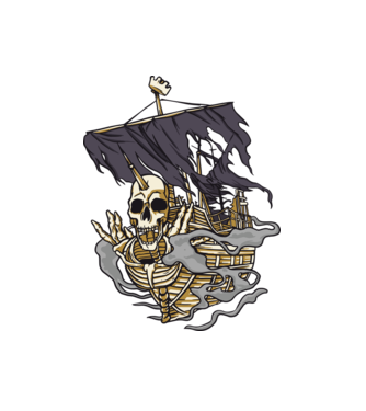 Nava piraților model alb pe tricou