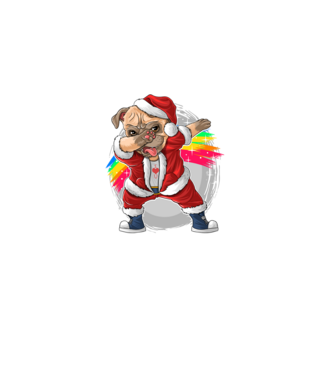 Santa Mops Moș Crăciun model negru pe tricou