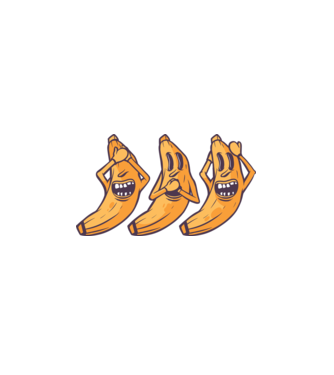 Banane amuzante - Nu vede, nu vorbește, nu aude model alb pe tricou