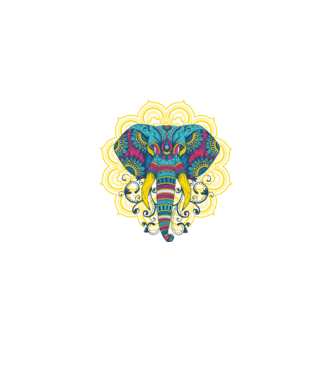 Elefant Mandala Colorat model mov pe tricou
