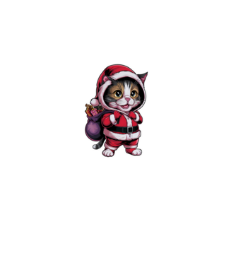 Santa Cat model negru pe tricou