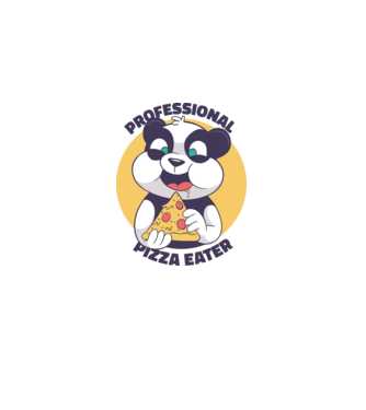Panda Pizza model albastru deschis pe tricou