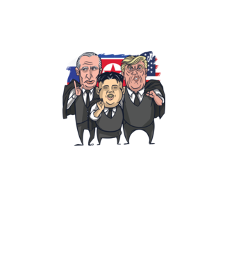 Trump, Putin, Kim - trei prieteni buni model alb pe tricou