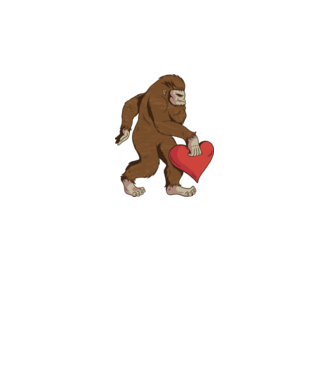 Bigfoot Yeti cu inimă model alb pe tricou