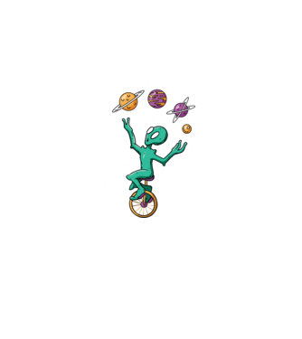 Jongler Alien model negru pe tricou