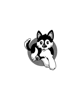 Câine Pomsky model turcoaz pe tricou