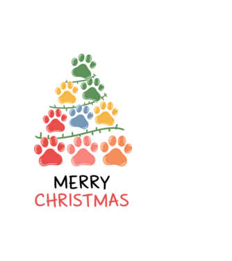Merry Christmas Paws Alb model alb pe tricou