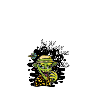 Alien drogat model verde de măr pe tricou