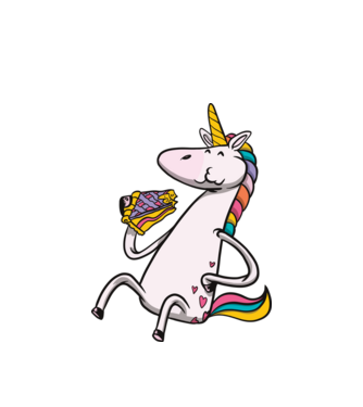 Unicorn cu prăjitură model alb pe tricou