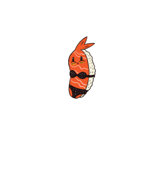 Sushi în bikini model alb pe tricou