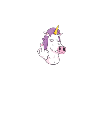Unicorn arată degetul model negru pe tricou