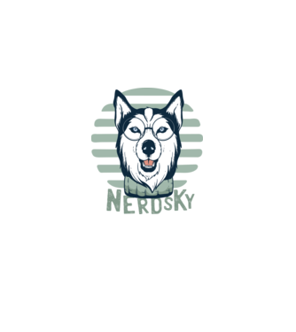 Nerdsky Husky model negru pe tricou
