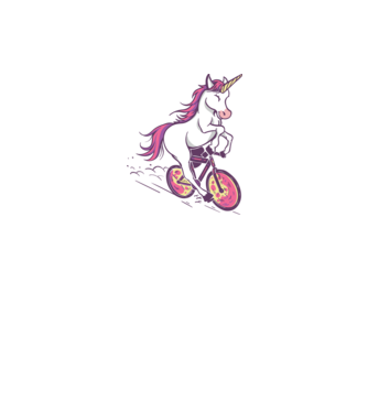 unicorn cu bicicletă model alb pe tricou