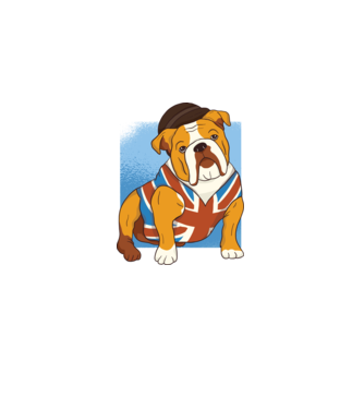 Bulldog englezesc model negru pe tricou